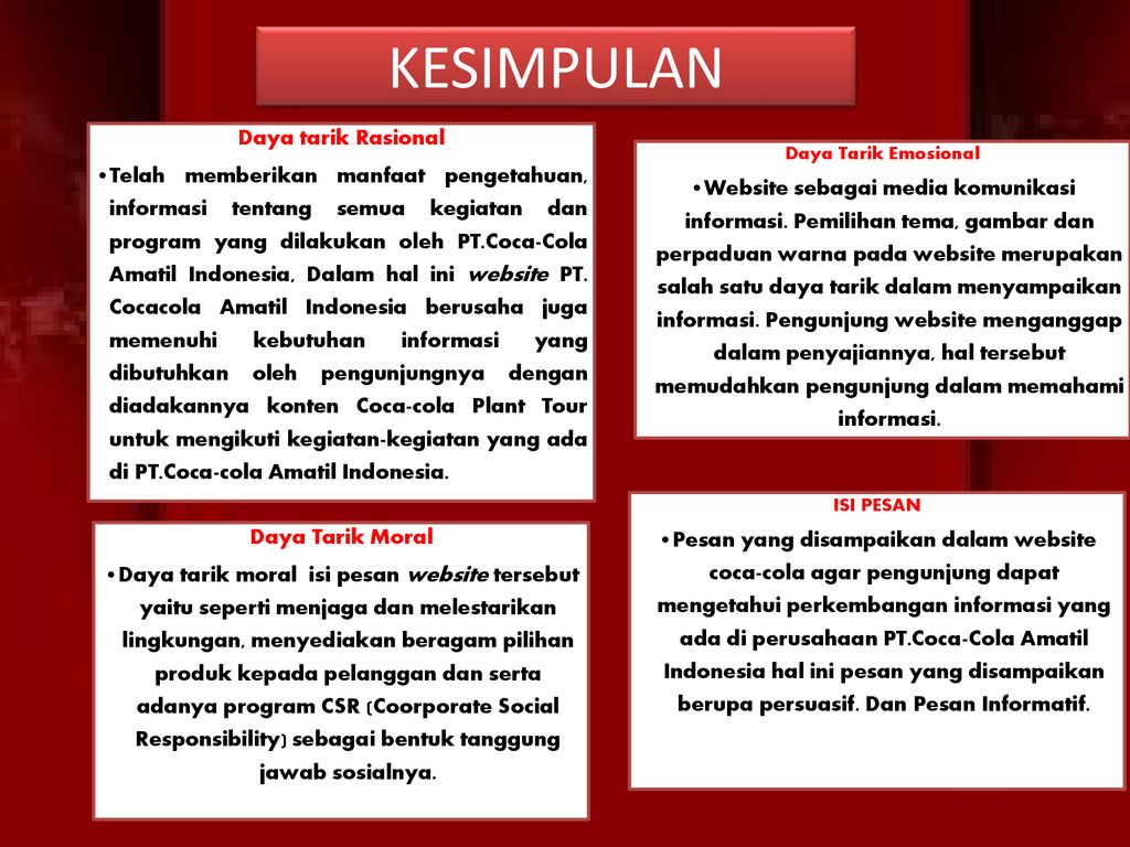 Daya Tarik Isi Pesan Coca Colamatil Co Id Oleh Humas PT Ppt